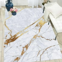 Modern Area Rug 2'x3' Ivory Gold Marble Aethetic Faux Wool Living Room Bedroom Carpets Washable Non Slip Dining Kitchen Home Office Hallway Rugs Bathmat