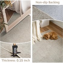 Modern Area Rug 3x5 Washable Rug Indoor Entryway Doormat Grid Accent Floor Cover Geometric Contemporary Non Slip Soft Carpet for Kitchen Living Room Bedroom Bathroom Home Office Taupe