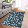 thumbnail image 1 of Modern Area Rug, Geometric Pattern Print Velvet Plush Carpet Distressed Accent Rug, 1 of 9