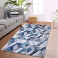 thumbnail image 1 of Modern Area Rug, Geometric Pattern Print Velvet Plush Carpet Distressed Accent Rug, 1 of 9