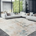 thumbnail image 1 of Modern Area Rug For Living Room Bedroom, Large Boho Floor Carpet With Non-Slip Backing For Indoor Office Dining Room, Abstract Home Deco Non-Shedding, Machine Washable Khaki Blue, 1 of 6