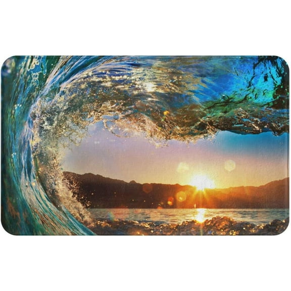 Modern Area Rug for Living Room Ocean Sunset Printed Area Rug Carpet for Bedroom Kitchen Home,Microfiber Memory Foam Non Slip Backing Bath Rugs 24X36Inch