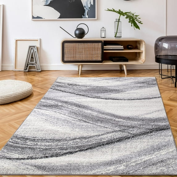 Modern Area Rug with Abstract Artwork Pattern