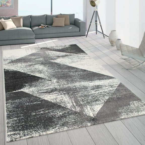 Modern Area Rug with Abstract Design in Dark Grey