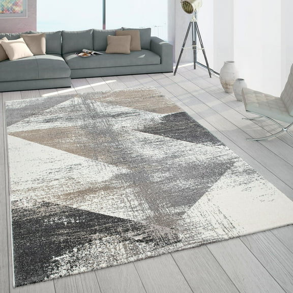 Modern Area Rug with Abstract Design in Grey Brown