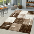 thumbnail image 1 of Modern Area Rug with Checkered Pattern in Brown Beige, 1 of 5