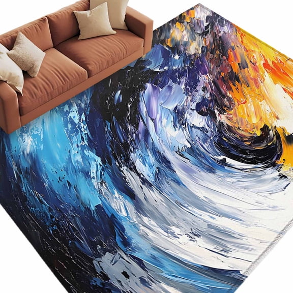 Modern Area&nbsp;Rug 5x8ft Abstract Non-Slip&nbsp;Washable Square&nbsp;Rugs Soft Felt Indoor Floor Mat for Bedroom Kitchen Living Room Bathroom