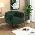 thumbnail image 1 of Modern Arm Chair Soft Corduroy Upholstered Comfy Reading Accent Chair with Sturdy Metal Frame,Removable and Washable Cover, Green, 1 of 7