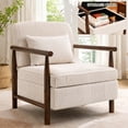 thumbnail image 1 of Accent Chair with Hidden Storage, LEGAHOME Antique White Modern Arm Chair for Living Room, Comfy Corduroy Reading Armchair for Bedroom, with Solid Wood Leg for 250lbs Weight Capacity, 1 of 9