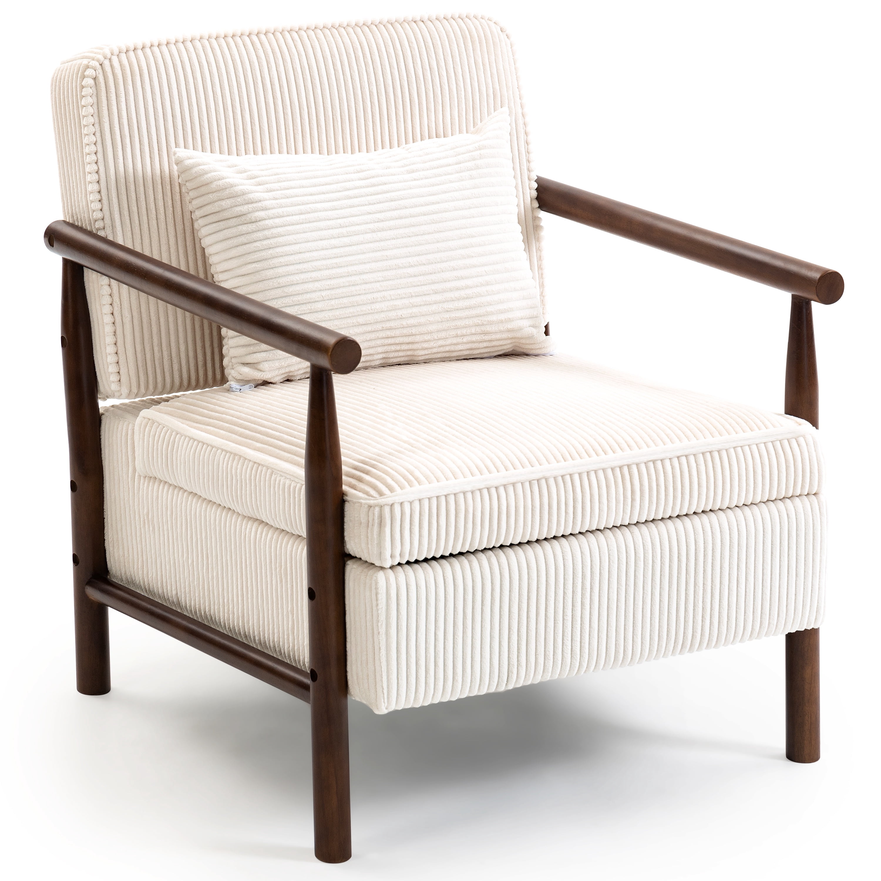 Accent Chair with Hidden Storage, LEGAHOME Antique White Modern Arm Chair for Living Room, Comfy Corduroy Reading Armchair for Bedroom, with Solid Wood Leg for 250lbs Weight Capacity