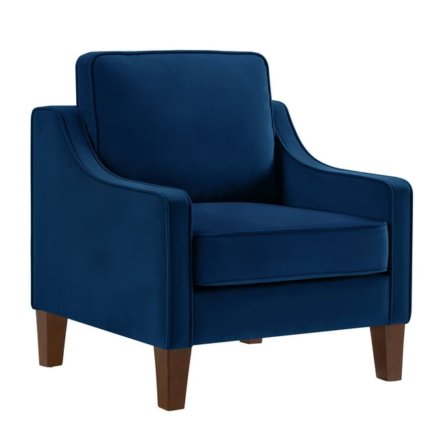 Modern Armchair, Living Room Single Seat Sofa Chair with Wooden Legs, Upholstered Velvet Accent Chair for Living Room, Bedroom