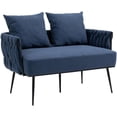 thumbnail image 1 of Modern Armchair Single Sofa Arm Chair with Metal Legs, Velvet Accent Sofa, Upholstered Arm Sofa Tufted Sofa with 2 Couch Pillows for Small Spaces Bedroom Apartment Office Living Room, Navy, 1 of 13