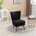 thumbnail image 1 of Modern Armless Accent Chair, Boucle Upholstered Slipper Chair,  Cozy Curved Wingback Side Chair for Bedroom Living Room Office Cafe Lounge Hotel, Black, 1 of 9