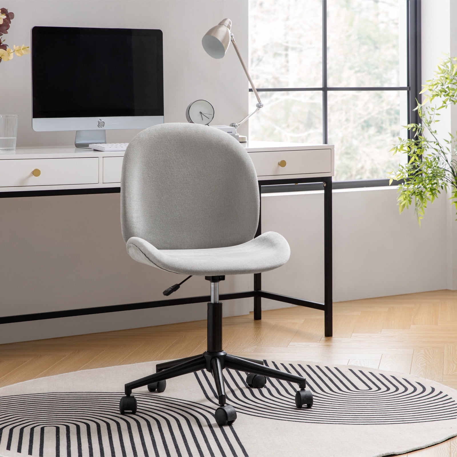 Modern Armless Home Office Chair Swivel Rolling Desk Vanity Chair for
