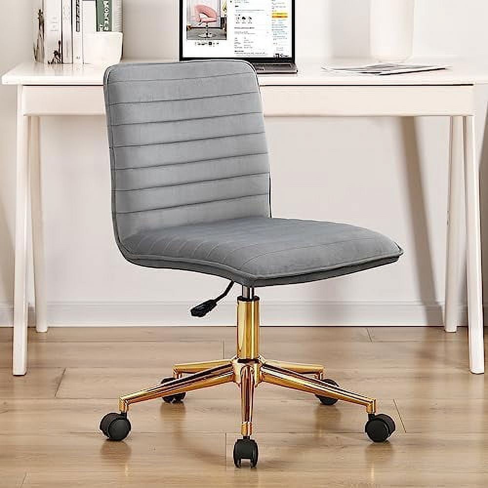 Modern Armless Office Desk Chair Dorm Chair Cute Vanity Upholstered ...