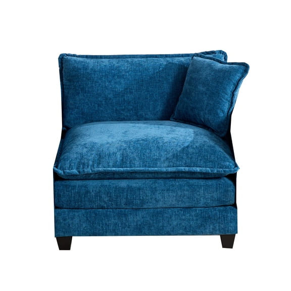 Modern Armless Sofa Chair with Adjustable Backrest, Chenille Fabric, Blue