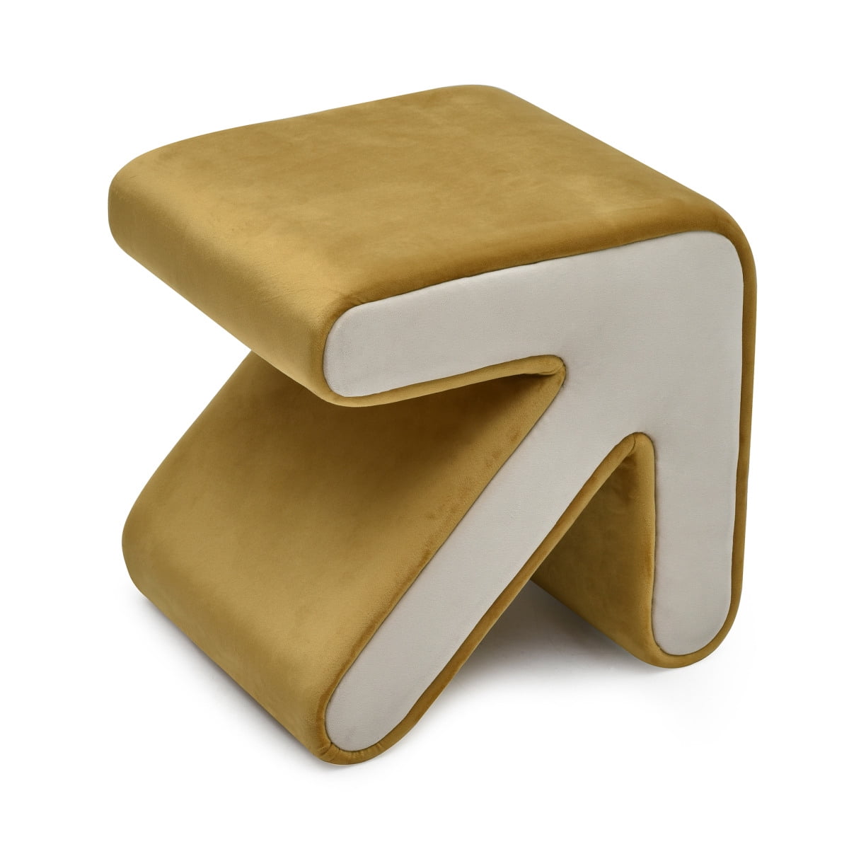 Modern Creative Upholstered Velvet Sofa Stool Kids Stool Shoe Bench Footrest Footstool Multifaceted Stool Ottoman Coffee Table Arrow Design Handicraft Decoration for Living Room Bedroom,Grey+Beige main image 0