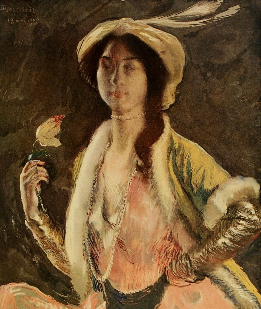 Modern Art 1917 Portrait of Miss B Canvas Art - Albert Besnard (18 x 24)