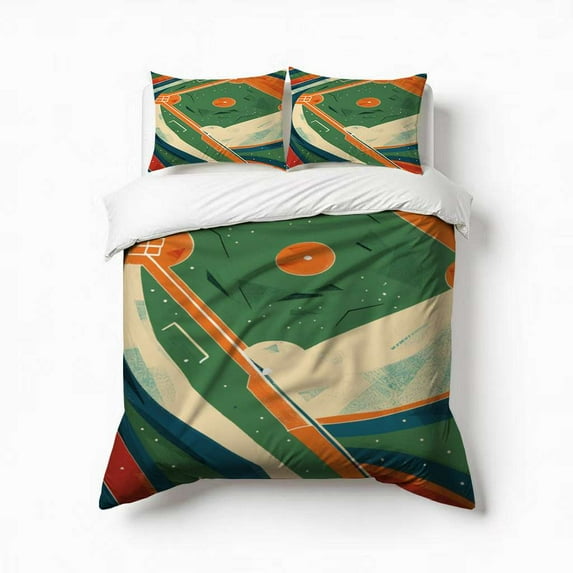 Modern Art Abstract Baseball Field Bedding Set 3 Pcs Soft Microfiber Quilt Cover For Bedroom Decor, Comforter Cover With 2 Pillowcase