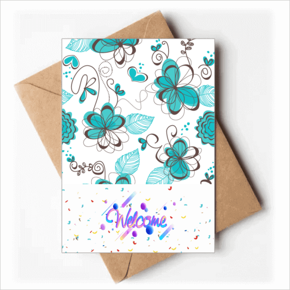 Modern Art Aquamarine Flowers s Welcome Back Greeting Cards Envelopes Blank