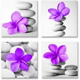 thumbnail image 1 of -Modern Art Bathroom Pictures Purple Flowers and Pebble Stone Canvas Wall Art Prints Grey Decor (Purple), 1 of 5