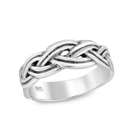 Modern Art Braided Celtic Knot Band .925 Sterling Silver Ring-5
