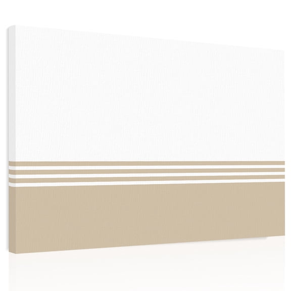 Modern Art Canvas Print Wall Art, Brown White Simple Striped Farmhouse Wall Decor Modern Artwork Paintings Pictures for Living Room Framed and Stretched Ready to Hang, 16" x 20"
