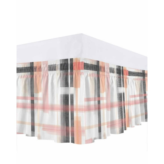 Modern Art Collage Art Bed Skirt Queen Size 18" Drop Soft Colors Watercolor Ruffled Wrap Around Bed Skirts Adjustable Elastic Bedskirt Dust Ruffle for Queen Size Bed