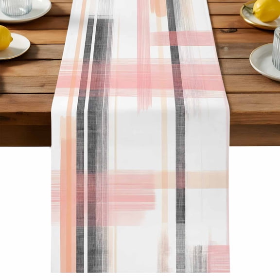 Modern Art Collage Art Table Runner, Soft Colors Watercolor Cotton Linen Table Cloth, Tablerunner for Kitchen Dining Party Wedding Home Decor 13x36 Inch