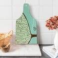 thumbnail image 1 of Modern Art Cutting Board, Aqua Hand Drawn Funk Depiction of Tree Form Dots Doodle Lines Print, Decorative Tempered Glass Cutting and Serving Board, Wine Bottle Shape, Multicolor, by Ambesonne, 1 of 1