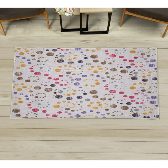Modern Art Decorative Rug, Grunge Polka Dots Spots Backdrop Motif Retro Nostalgic Aesthetic Image Print, Quality Carpet for Bedroom Dorm and Living Room, 6 Sizes, Caramel Pink, by Ambesonne
