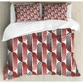 thumbnail image 1 of Modern Art Duvet Cover Set, Ellipse Curves Surrounded Focal Points Mathematical Modern Motif, Decorative 3 Piece Bedding Set with 2 Pillow Shams, Queen Size, Vermilion White, by Ambesonne, 1 of 3