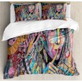 thumbnail image 1 of Modern Art Duvet Cover Set, Girl Dreamcatcher and Ethnic Murky Colorful Paint, Decorative 3 Piece Bedding Set with 2 Pillow Shams, King Size, Multicolor, by Ambesonne, 1 of 3