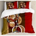 thumbnail image 1 of Modern Art Duvet Cover Set Queen Size, Retro Surreal Abstract Circular and Square Shaped Artwork Lines on Murky Base, Decorative 3 Piece Bedding Set with 2 Pillow Shams, Multicolor, by Ambesonne, 1 of 3