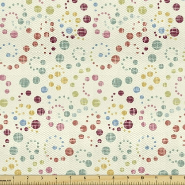 Ambesonne Polka Dots Fabric by the Yard Upholstery, Retro Colorful Art, 10 Yards, Multicolor