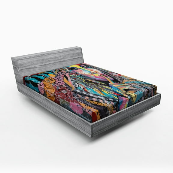 Ambesonne Abstract Art Fitted Sheet, Fantasy Portrait, Full Size, Multicolor