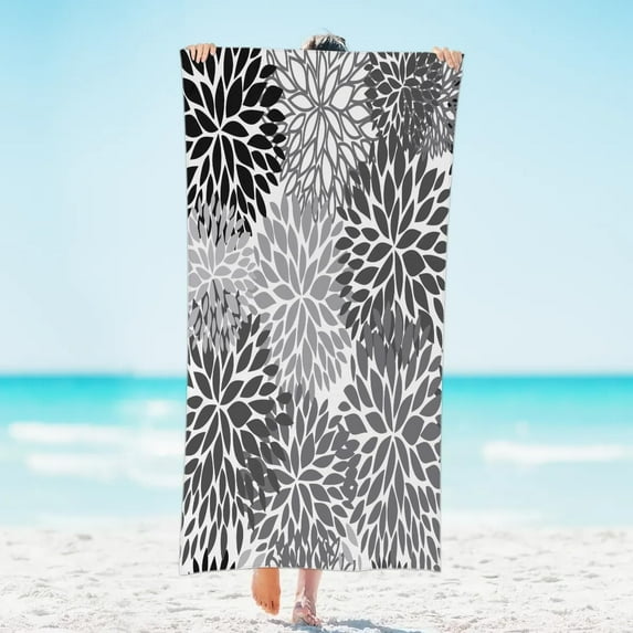 Modern Art Flower Beach Towel Microfiber Thin Lightweight Beach Towel 31"x61" Large Soft Long Pool Towel Lightweight Towel Blanket for Beach Swim Gym Quick Dry Bath Sheet Towel