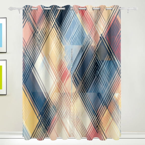 Modern Art Geometric Pattern Blackout Curtains for Living Room Bedroom 55W x 72/84L Insulated Window Drapes 2 Panels