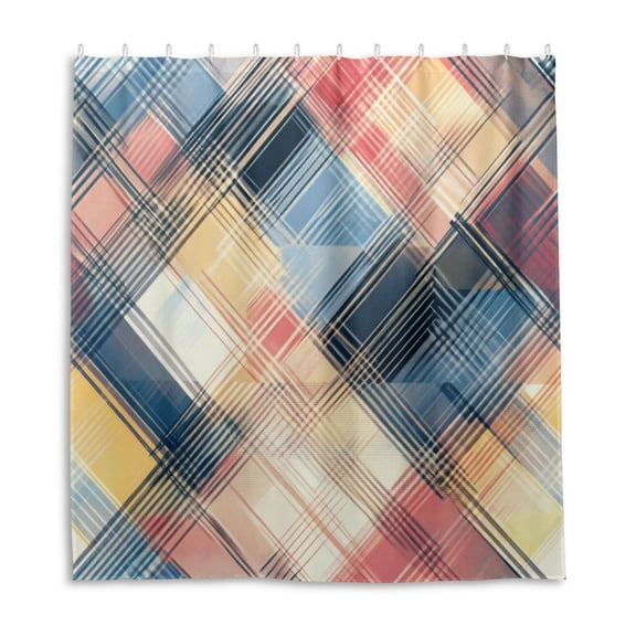 Modern Art Geometric Pattern Shower Curtain Liner 66x72 Inch Waterproof Shower Curtains Decorative Bathroom with 12 Pack Hooks