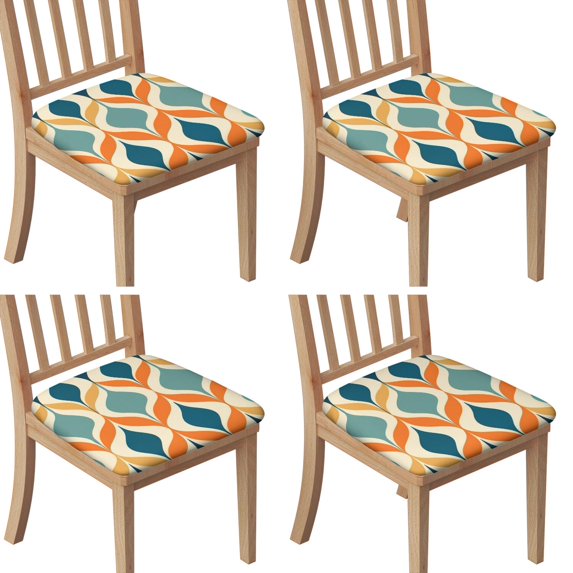 Modern Art Geometric Seat Covers for Dining Room Chairs Set Of 4,Stretch Printed Washable Chair Seat Cover with Elastic Ties and Button,Removable Waterproof Couch Cushion Covers