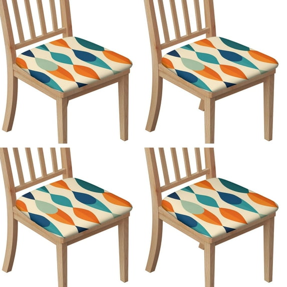 Modern Art Geometric Seat Covers for Dining Room Chairs Set Of 4,Stretch Printed Washable Chair Seat Cover with Elastic Ties and Button,Removable Waterproof Couch Cushion Covers