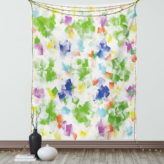 Modern Art Home Decor Tapestry, Decorative Hallucinatory Fractal Morphing Brushstroke Diffraction Art Work, Wall Hanging for Bedroom Living Room Dorm Decor, 60W X 80L Inches, Multi, by Ambesonne