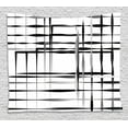 thumbnail image 1 of Modern Art Home Decor Tapestry, Minimalist Image with Simplistic Spaces and Spare Asymmetric Grids, Wall Hanging for Bedroom Living Room Dorm Decor, 60W X 40L Inches, Black White, by Ambesonne, 1 of 2
