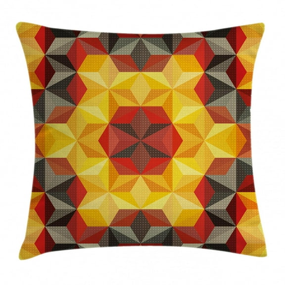 Modern Art Home Decor Throw Pillow Cushion Cover, Psychedelic Design with Geometric Kaleidoscope Diagonal Fractal Star Image, Decorative Square Accent Pillow Case, 16 X 16 Inches, Multi, by Ambesonne