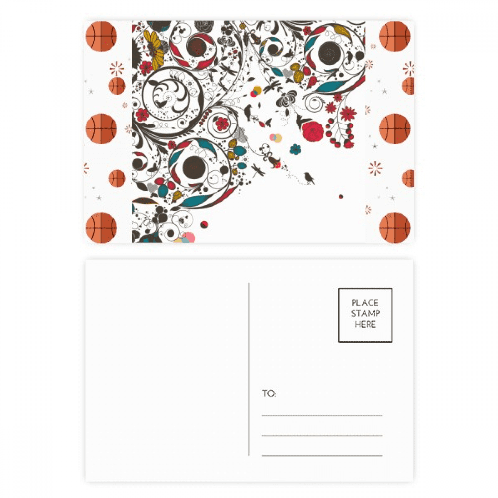 Modern Art Illustration Flowers s Basketball Postcard Set Thanks Card Mailing Side 20pcs