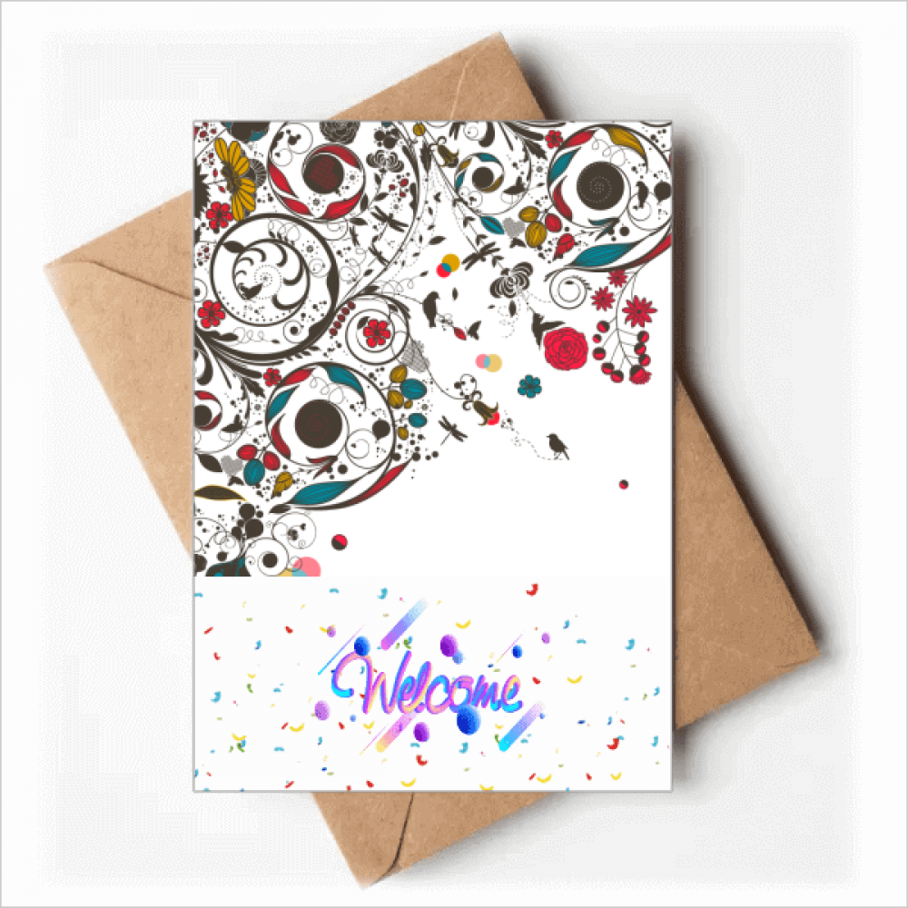 Modern Art Illustration Flowers s Welcome Back Greeting Cards Envelopes Blank