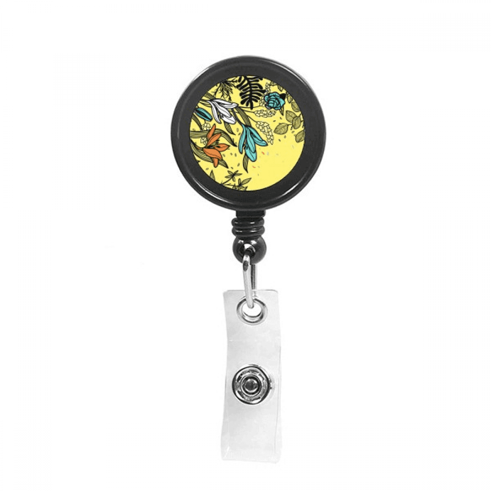 Modern Art Lily Flowers s Drawing Retractable Keychain Badge Holder ID Badge