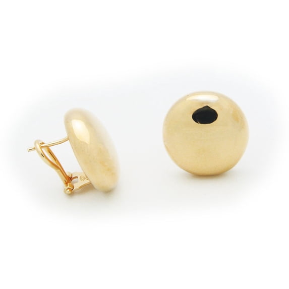 Modern Art Puffed Sun Omega Clip Earrings High Polish Silver Gold Plated by