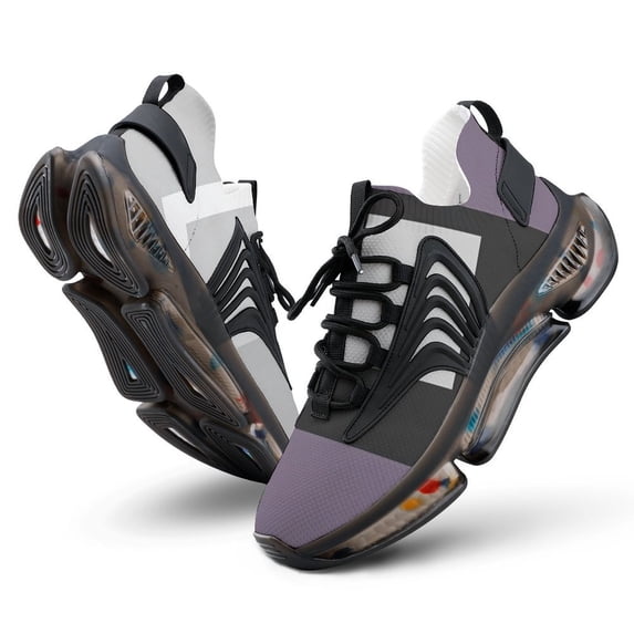 Modern Art Purple Gray Black Geometric Walking Shoes for Men Woman Lightweight Tennis Fashion Elastic Sports Shoes Cushion Basketball Shoes