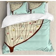 thumbnail image 1 of Modern Art Queen Size Duvet Cover Set, Aqua Hand Drawn Funk Depiction of Tree Form with Dots Doodle Lines Art Print, Decorative 3 Piece Bedding Set with 2 Pillow Shams, Multicolor, by Ambesonne, 1 of 3